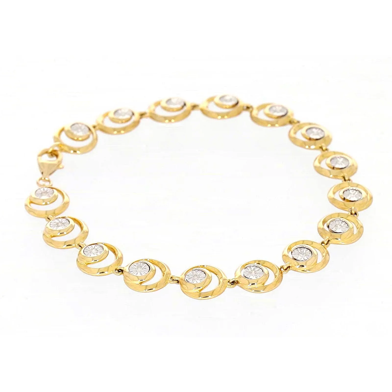 9ct Two Tone Gold  with 0.14 Carat tw of Diamonds Bracelet