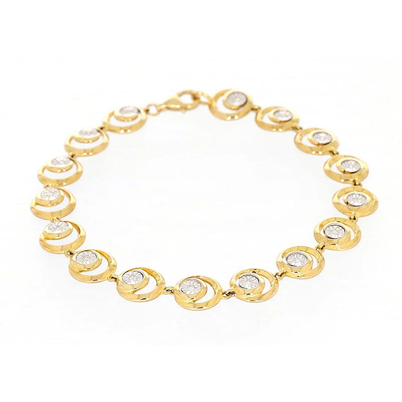 9ct Two Tone Gold  with 0.14 Carat tw of Diamonds Bracelet