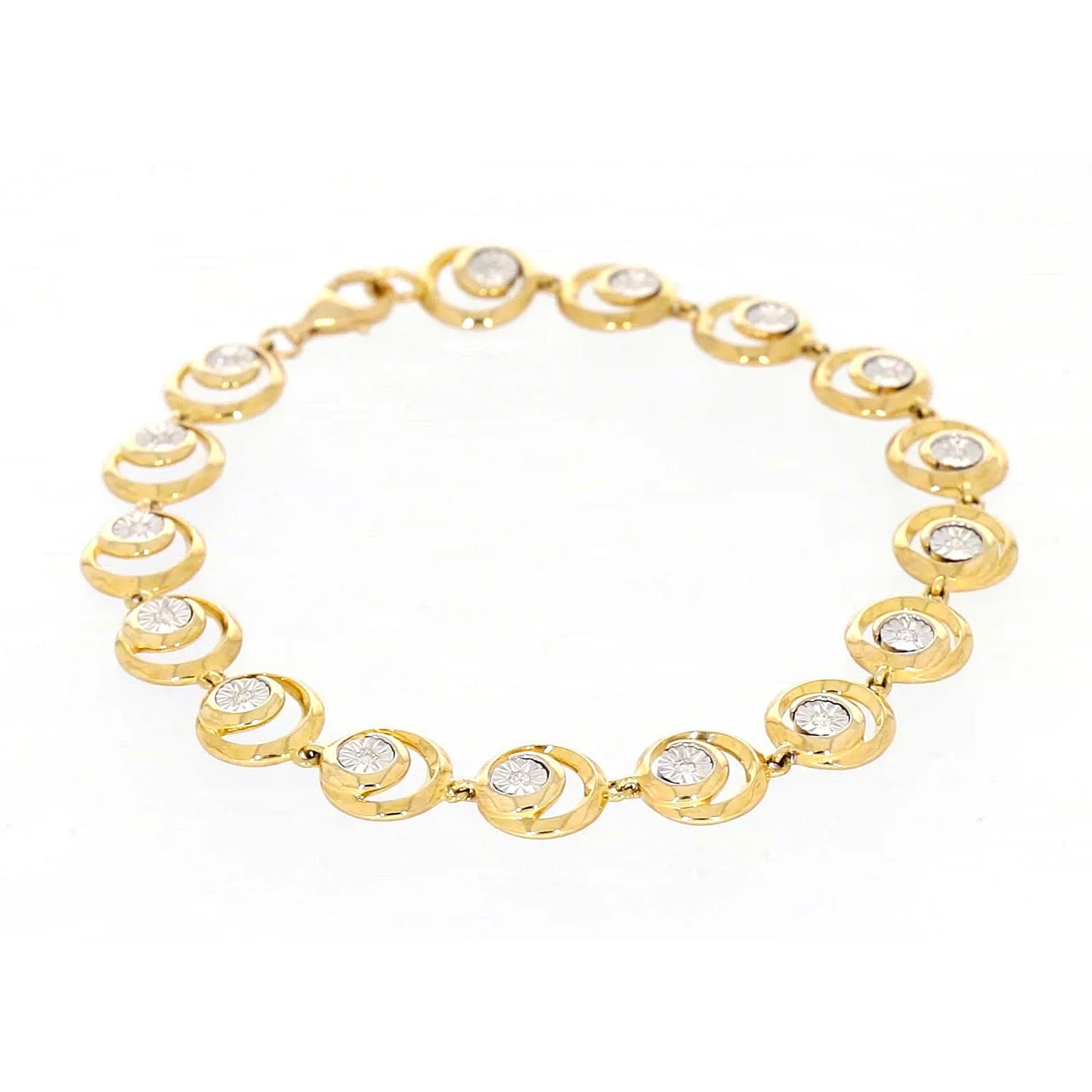 9ct Two Tone Gold  with 0.14 Carat tw of Diamonds Bracelet