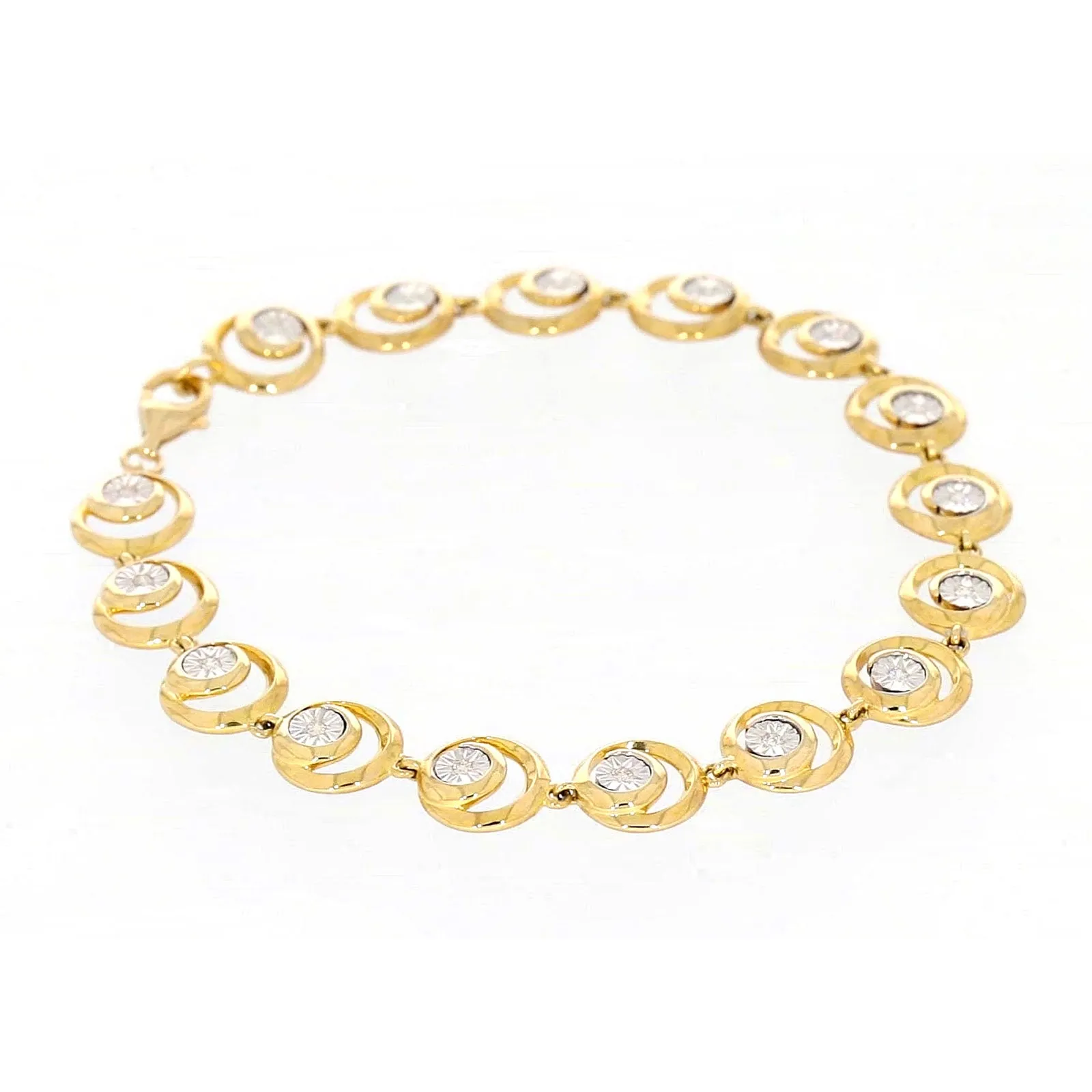 9ct Two Tone Gold  with 0.14 Carat tw of Diamonds Bracelet