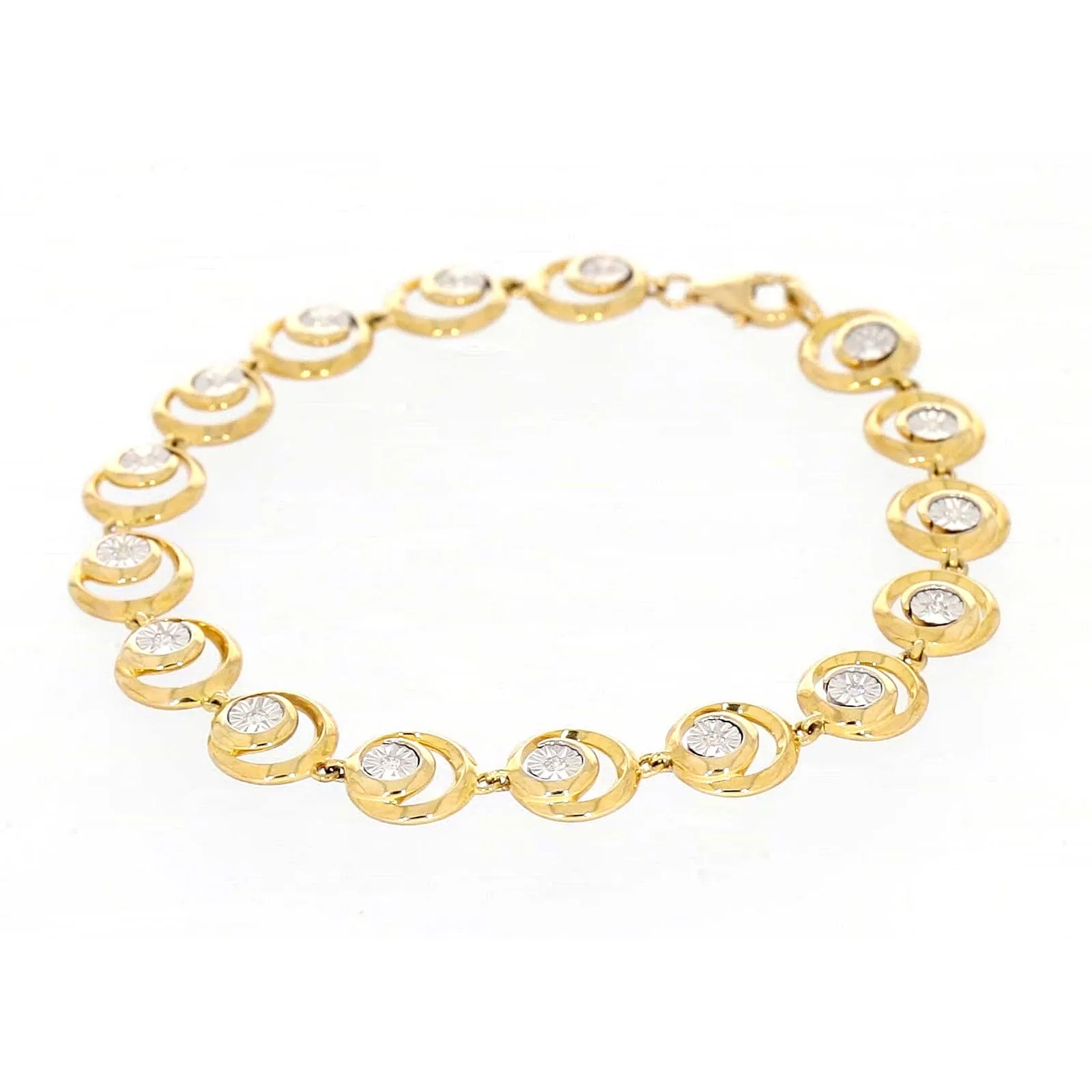 9ct Two Tone Gold  with 0.14 Carat tw of Diamonds Bracelet