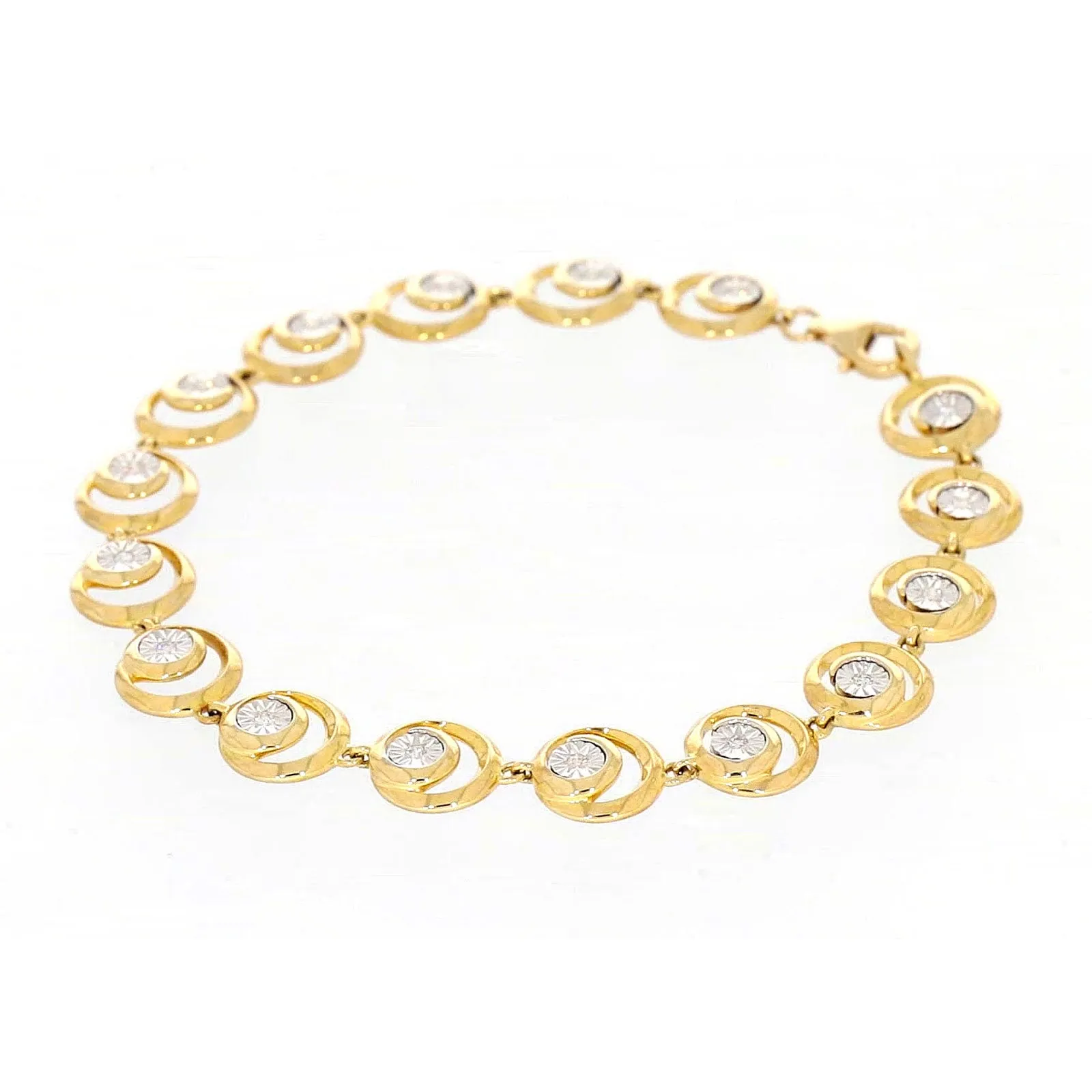 9ct Two Tone Gold  with 0.14 Carat tw of Diamonds Bracelet