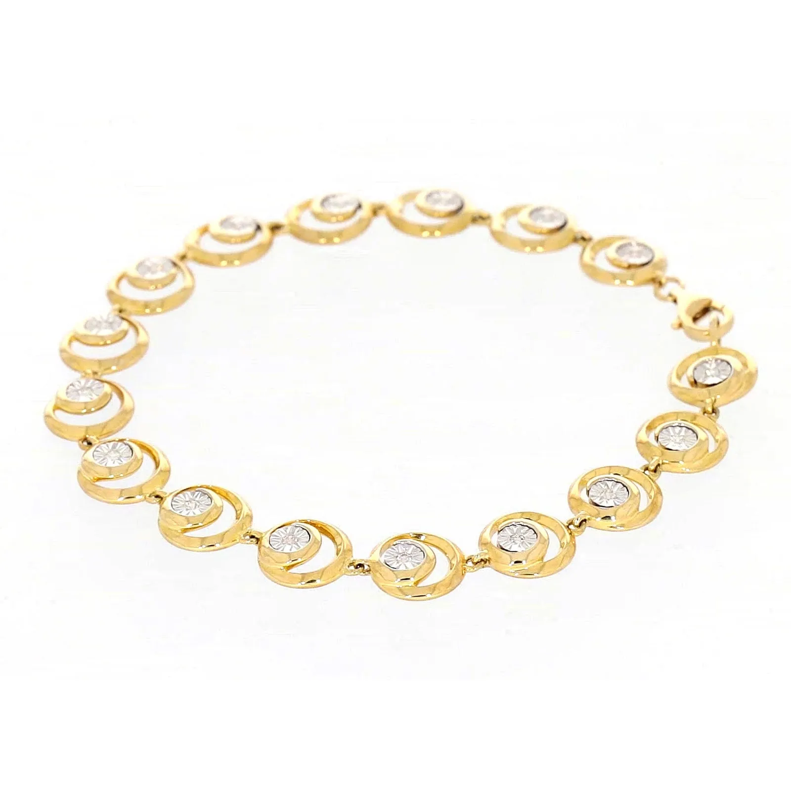 9ct Two Tone Gold  with 0.14 Carat tw of Diamonds Bracelet