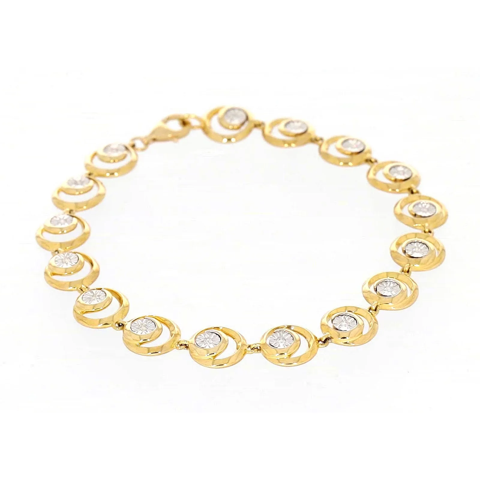 9ct Two Tone Gold  with 0.14 Carat tw of Diamonds Bracelet