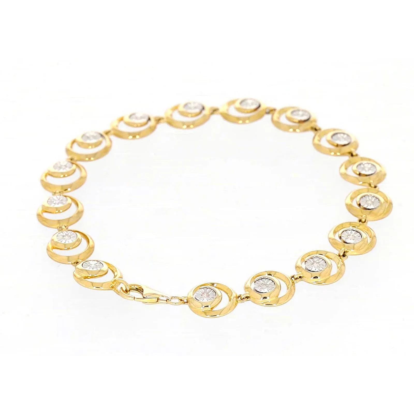 9ct Two Tone Gold  with 0.14 Carat tw of Diamonds Bracelet