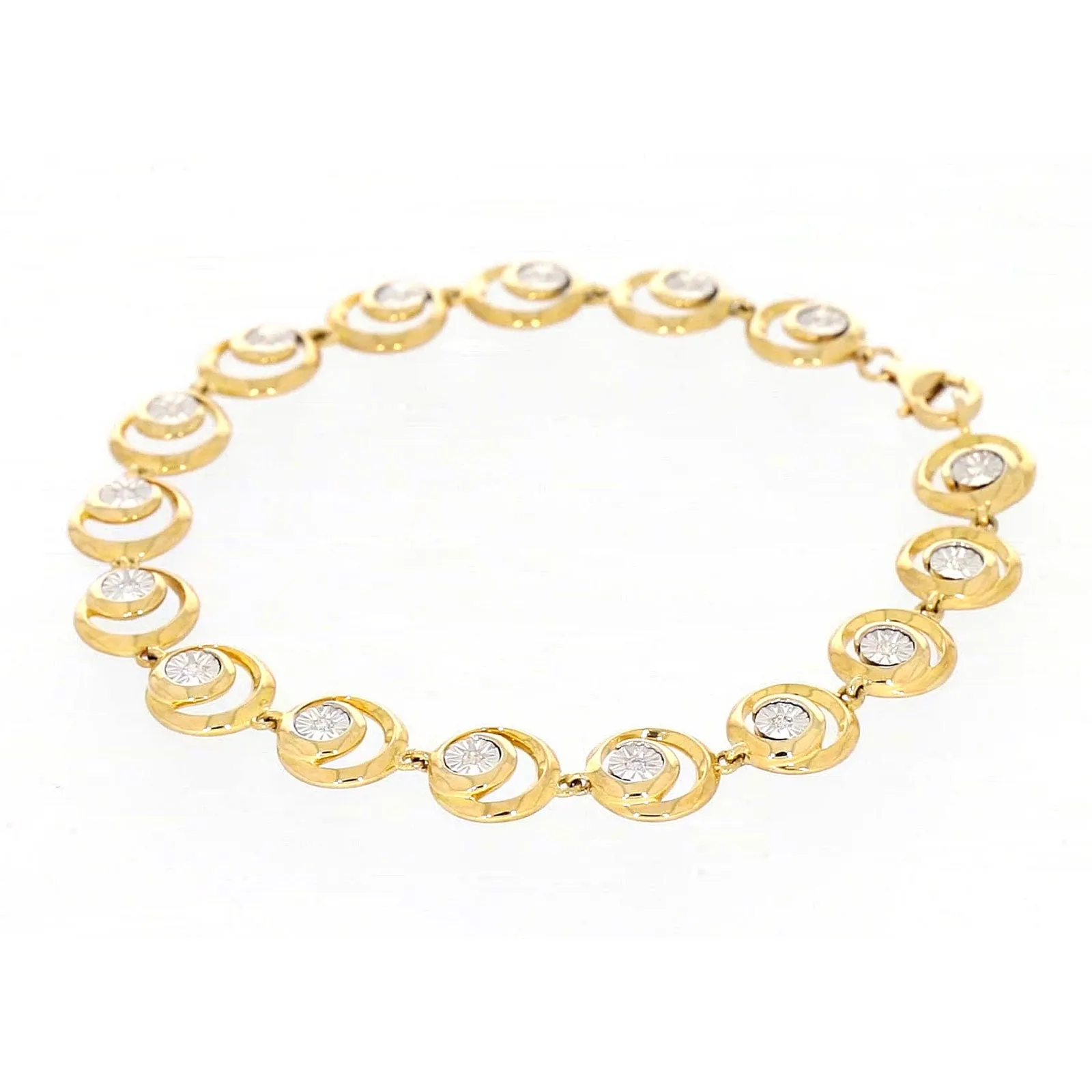 9ct Two Tone Gold  with 0.14 Carat tw of Diamonds Bracelet