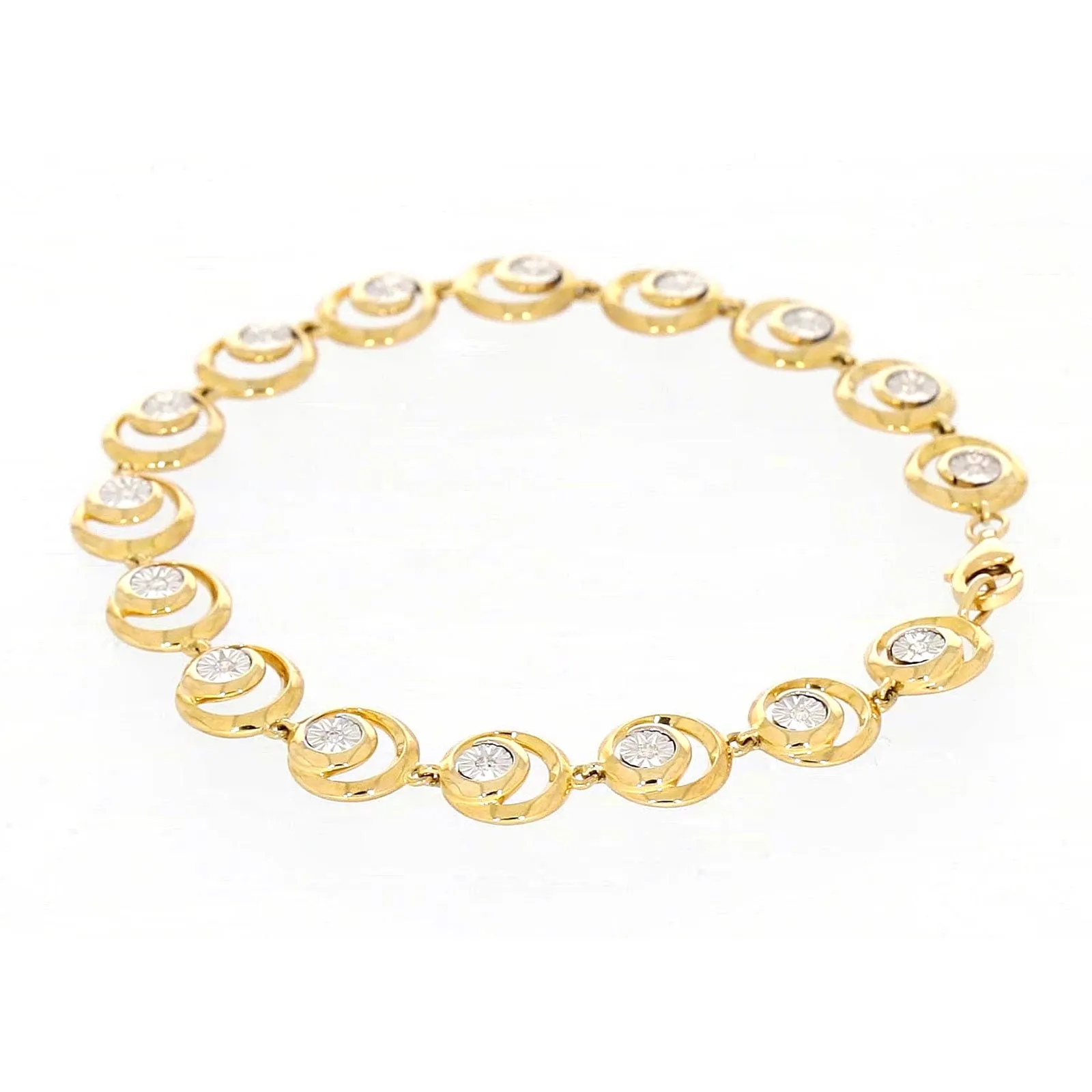 9ct Two Tone Gold  with 0.14 Carat tw of Diamonds Bracelet