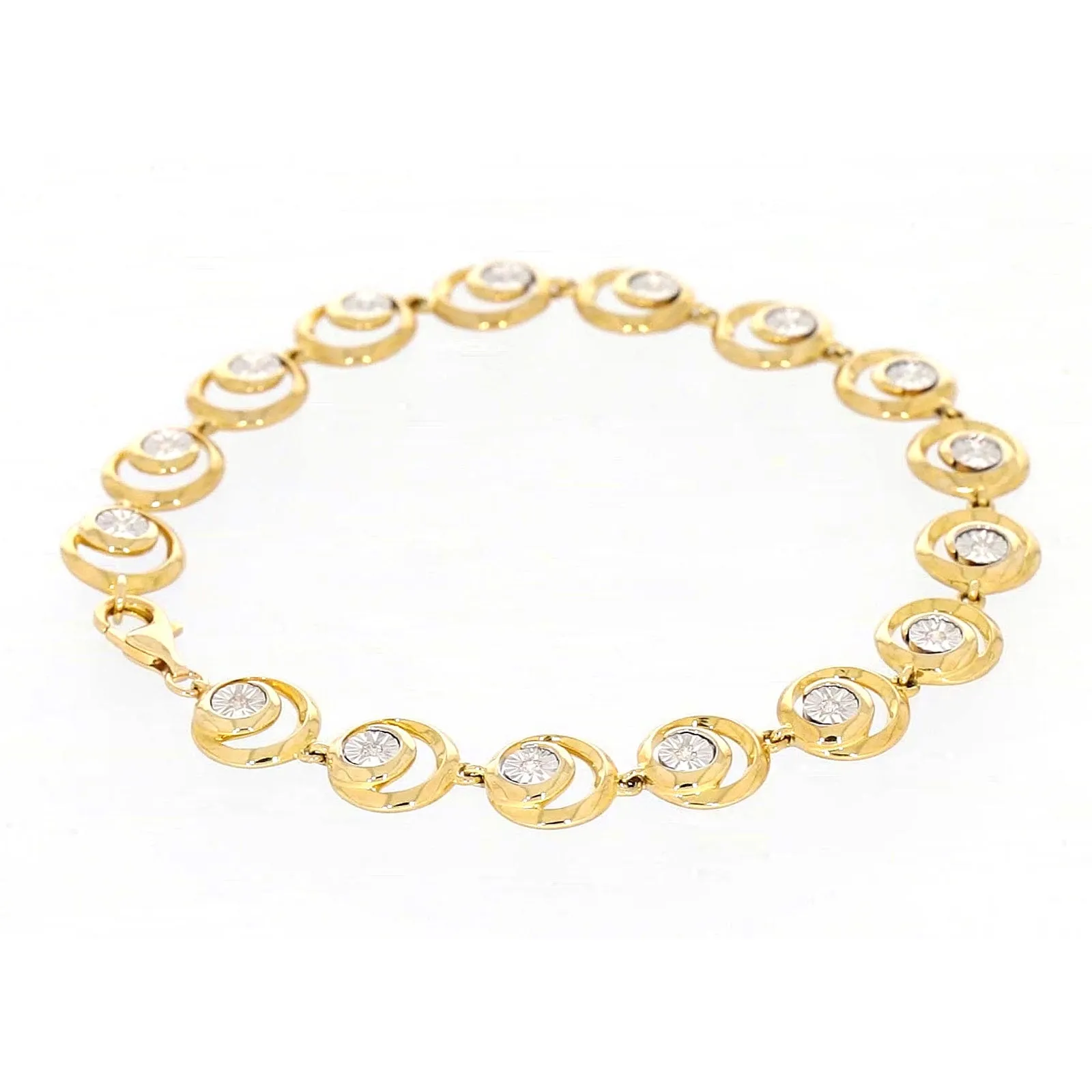 9ct Two Tone Gold  with 0.14 Carat tw of Diamonds Bracelet