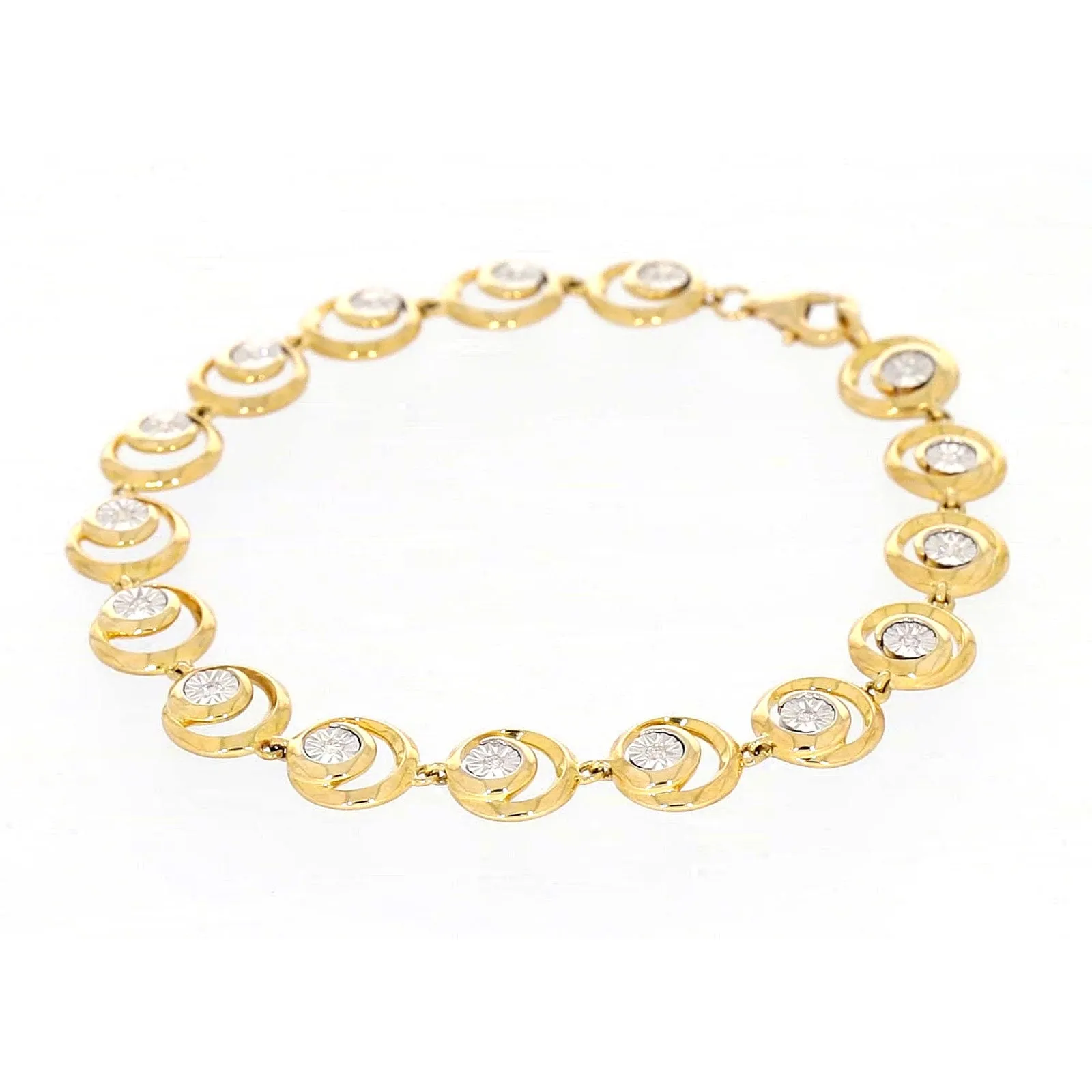 9ct Two Tone Gold  with 0.14 Carat tw of Diamonds Bracelet