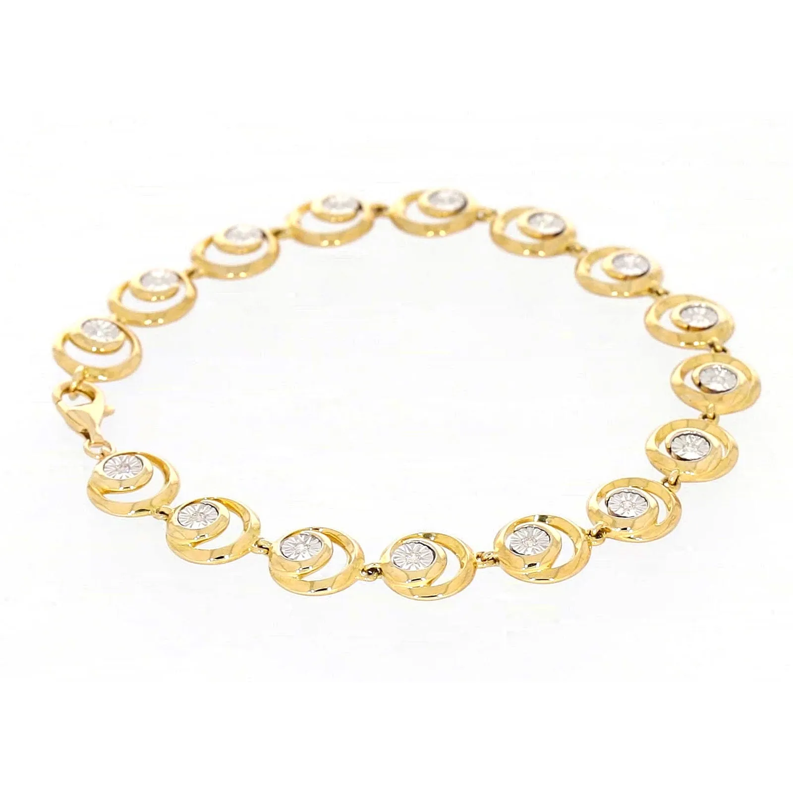 9ct Two Tone Gold  with 0.14 Carat tw of Diamonds Bracelet