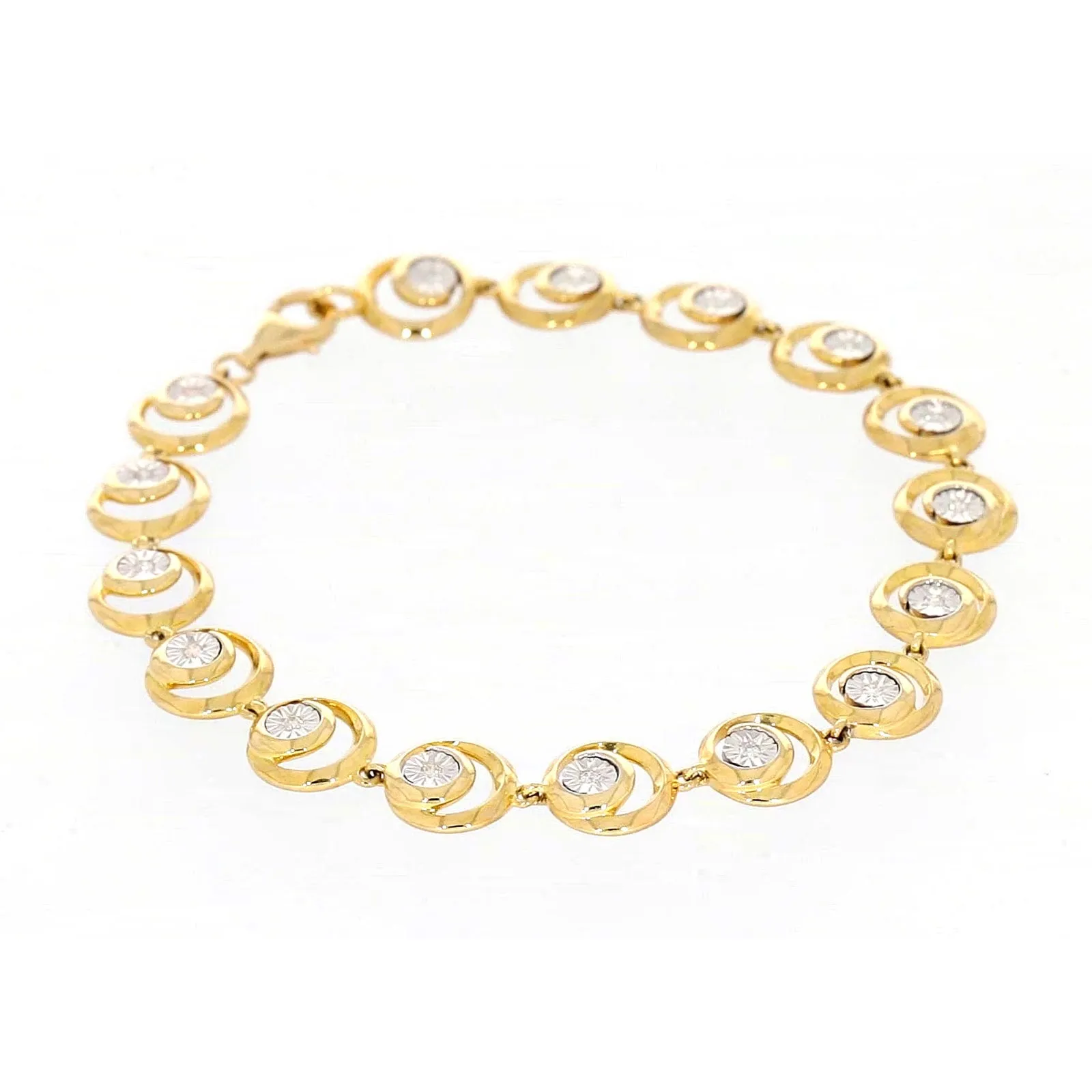 9ct Two Tone Gold  with 0.14 Carat tw of Diamonds Bracelet