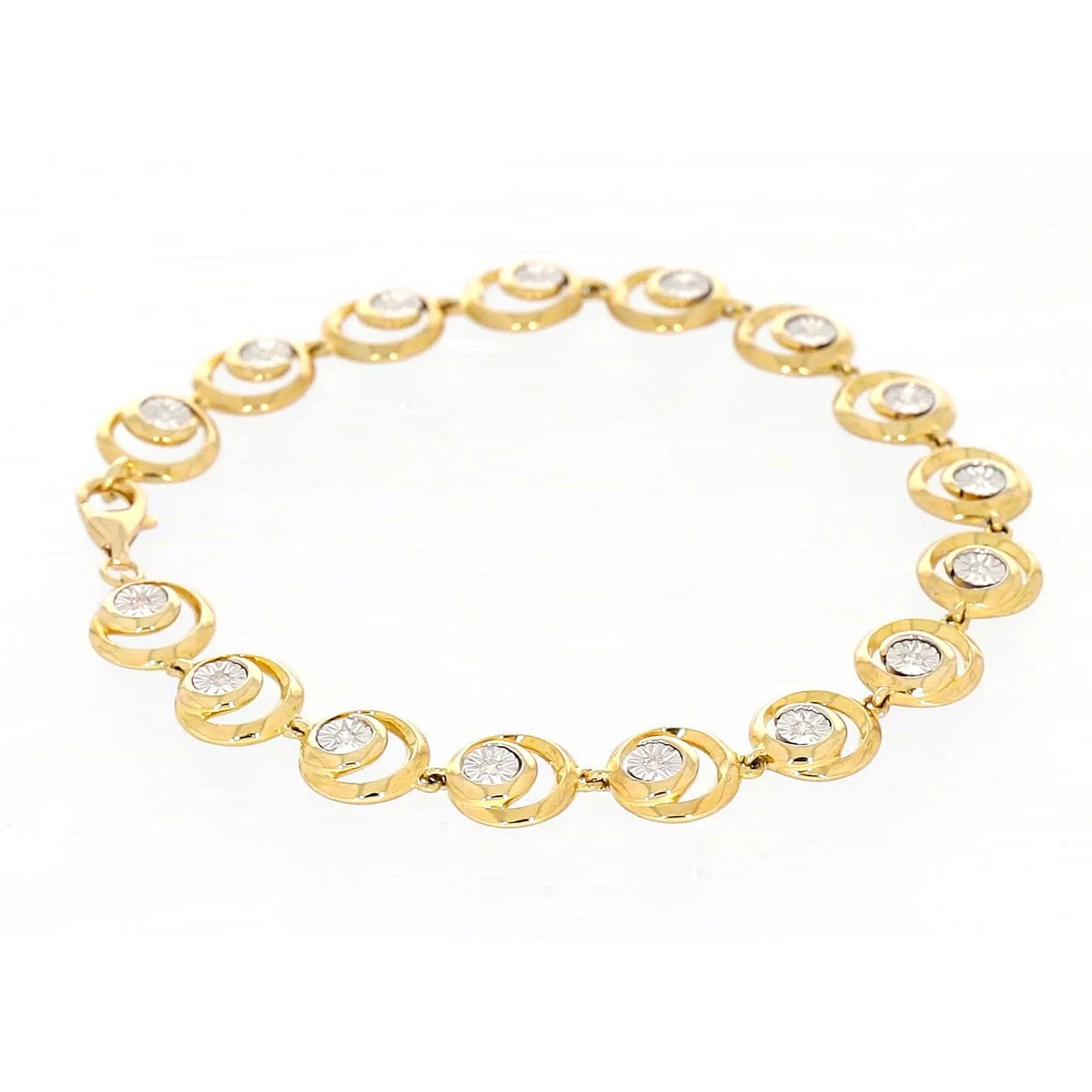 9ct Two Tone Gold  with 0.14 Carat tw of Diamonds Bracelet