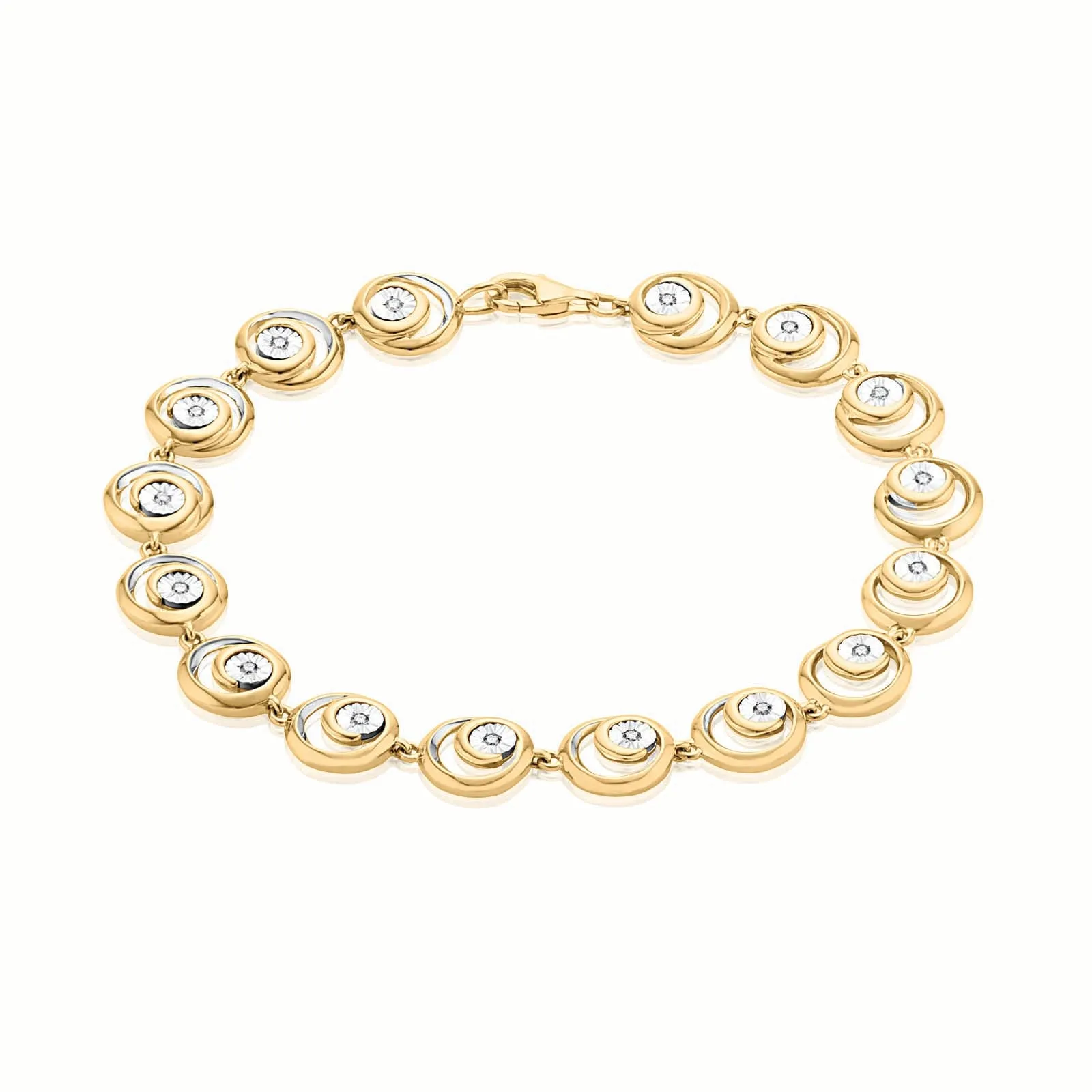 9ct Two Tone Gold  with 0.14 Carat tw of Diamonds Bracelet