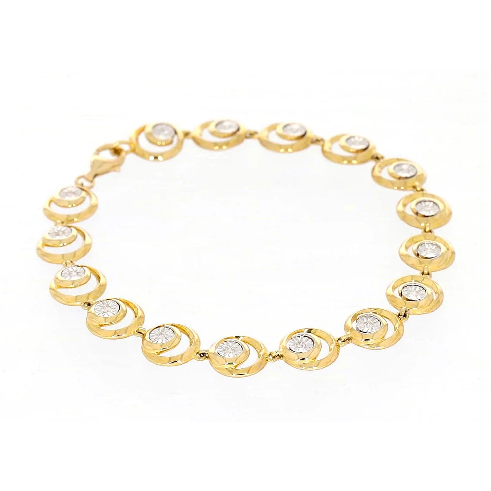 9ct Two Tone Gold  with 0.14 Carat tw of Diamonds Bracelet