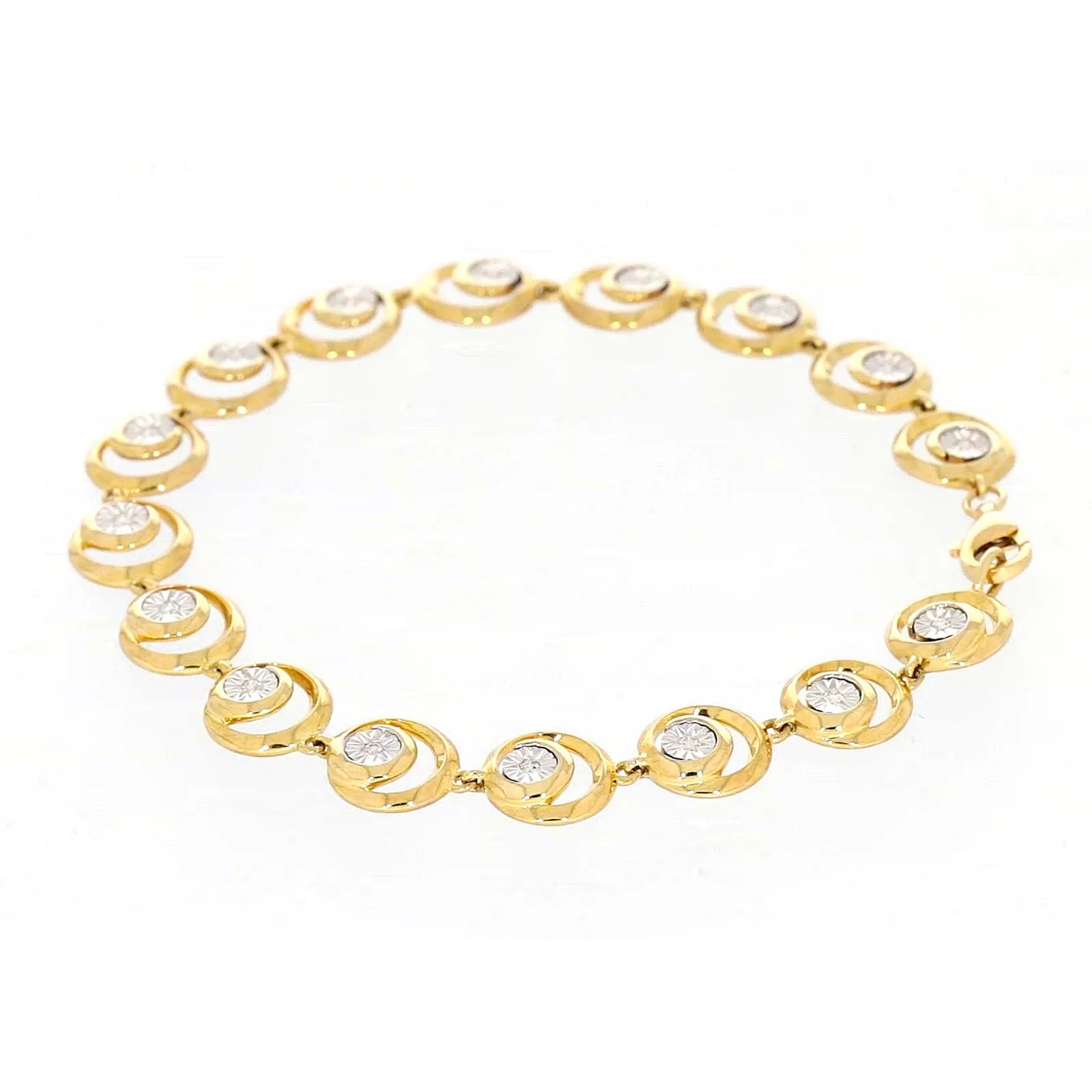 9ct Two Tone Gold  with 0.14 Carat tw of Diamonds Bracelet