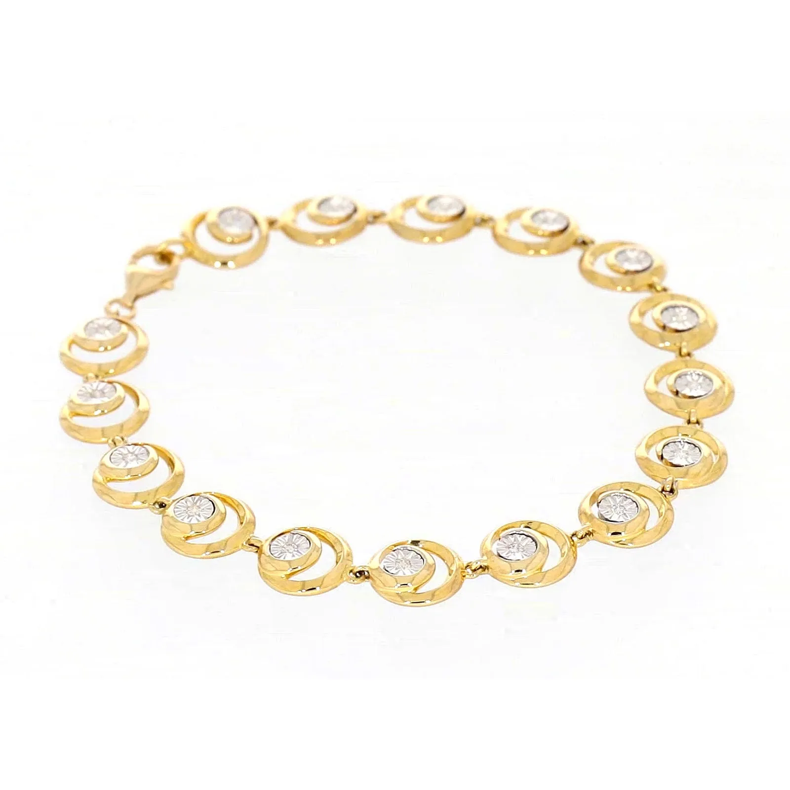 9ct Two Tone Gold  with 0.14 Carat tw of Diamonds Bracelet