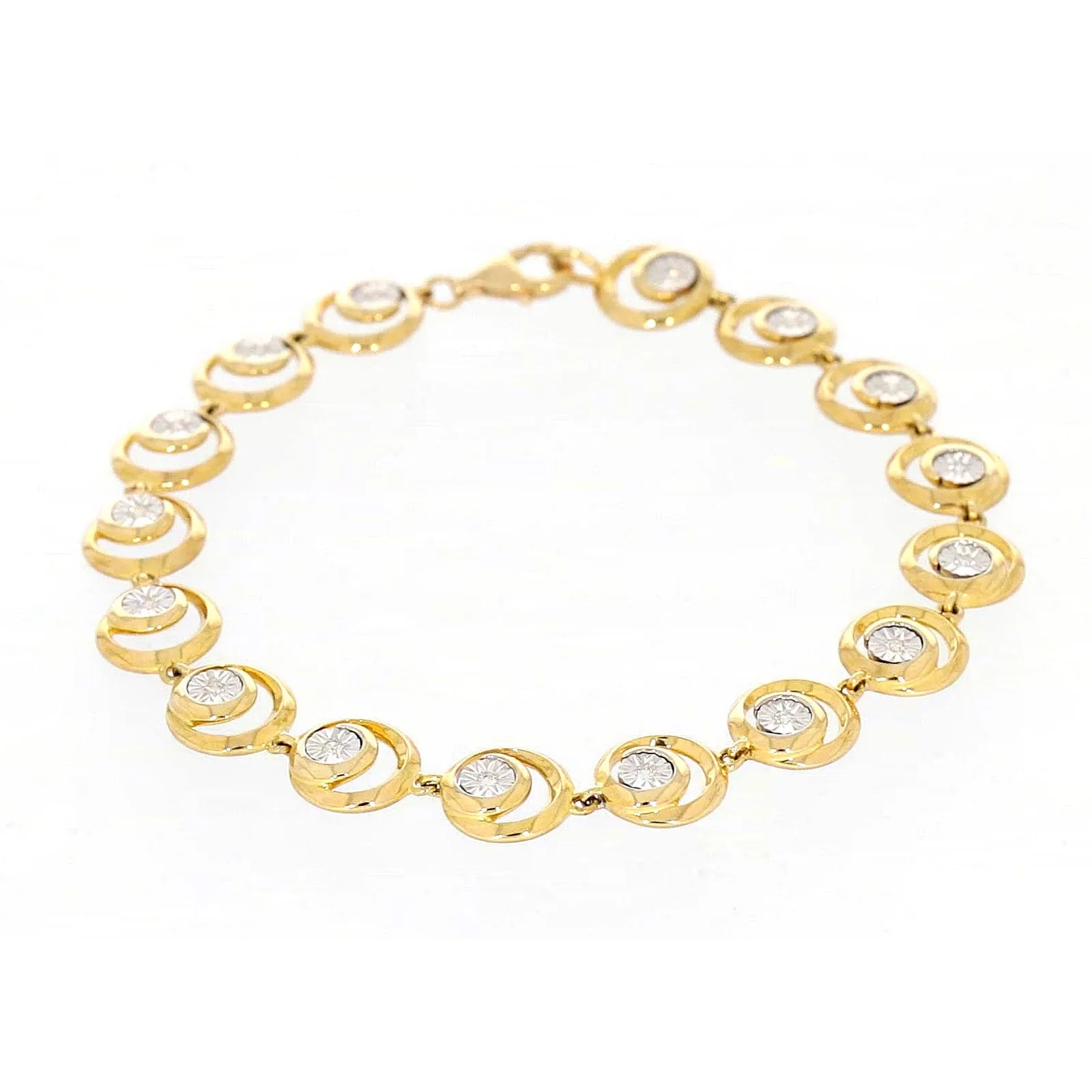 9ct Two Tone Gold  with 0.14 Carat tw of Diamonds Bracelet