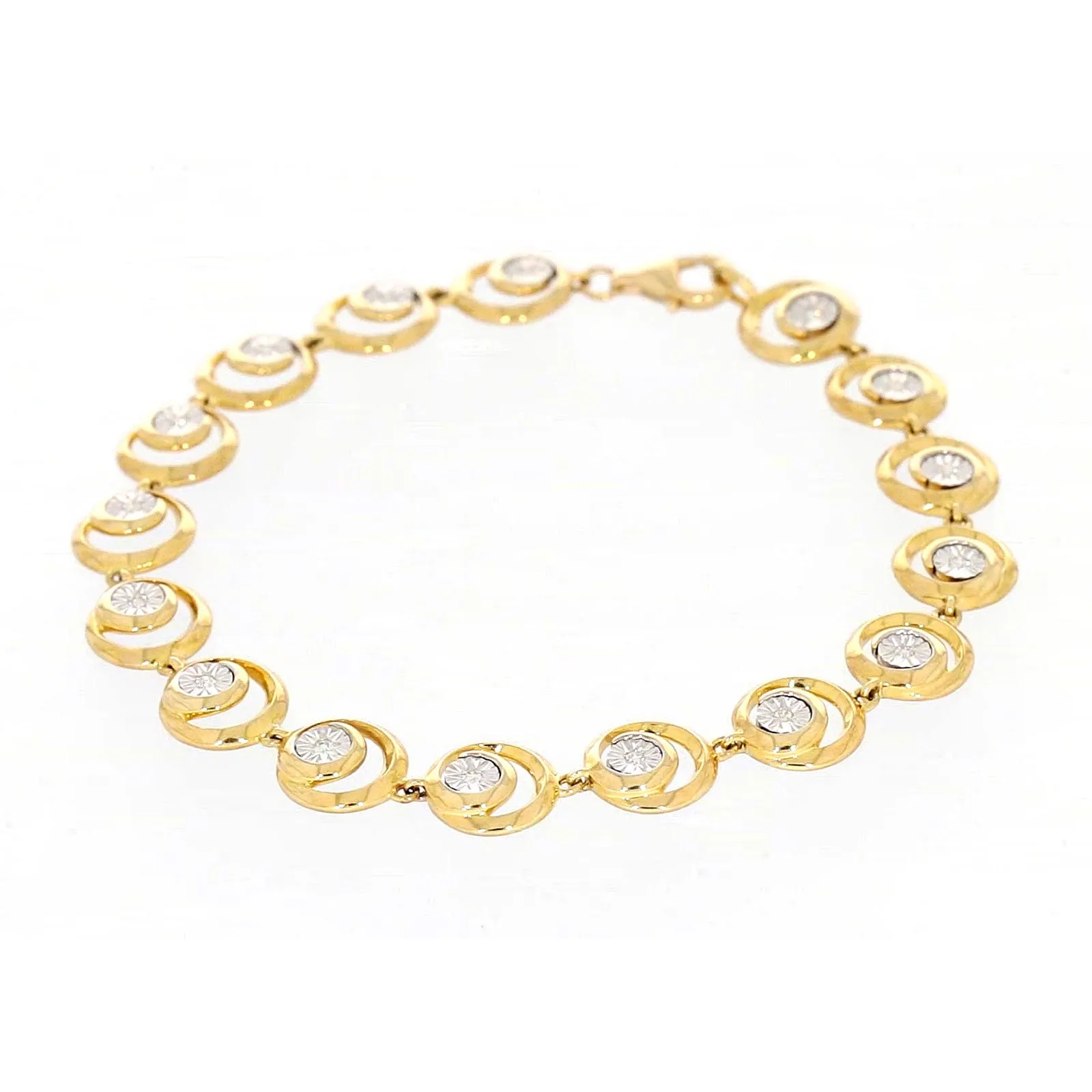 9ct Two Tone Gold  with 0.14 Carat tw of Diamonds Bracelet