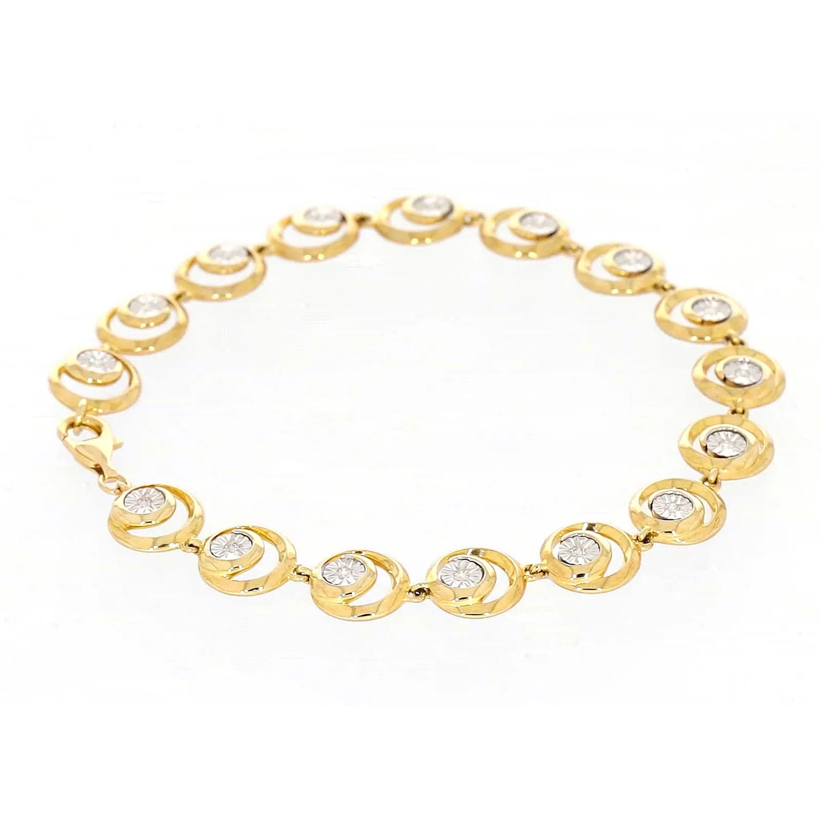 9ct Two Tone Gold  with 0.14 Carat tw of Diamonds Bracelet