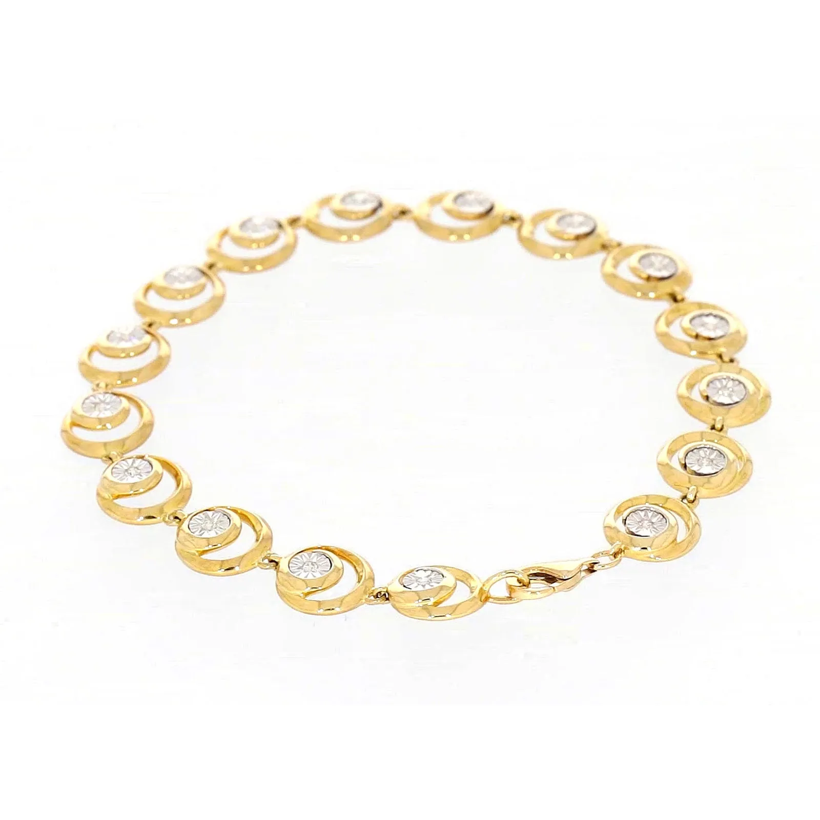 9ct Two Tone Gold  with 0.14 Carat tw of Diamonds Bracelet