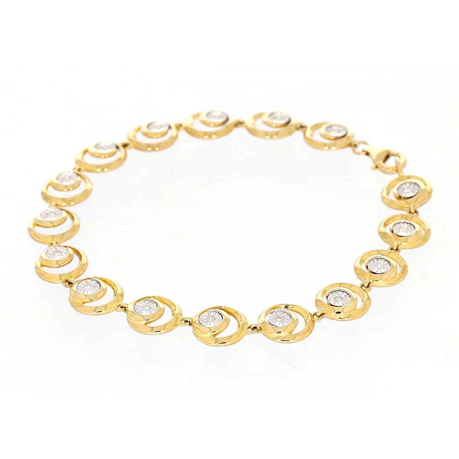 9ct Two Tone Gold  with 0.14 Carat tw of Diamonds Bracelet