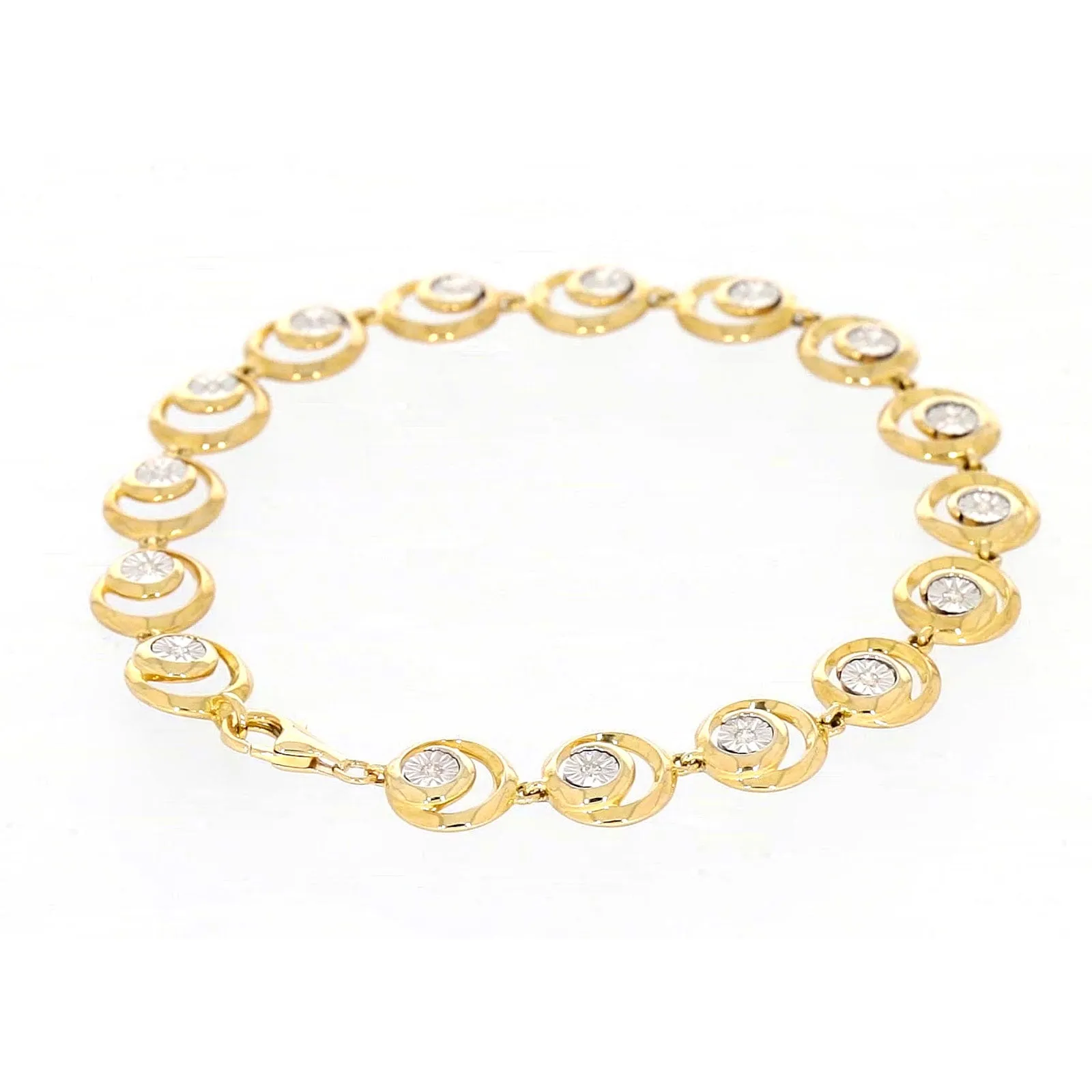 9ct Two Tone Gold  with 0.14 Carat tw of Diamonds Bracelet