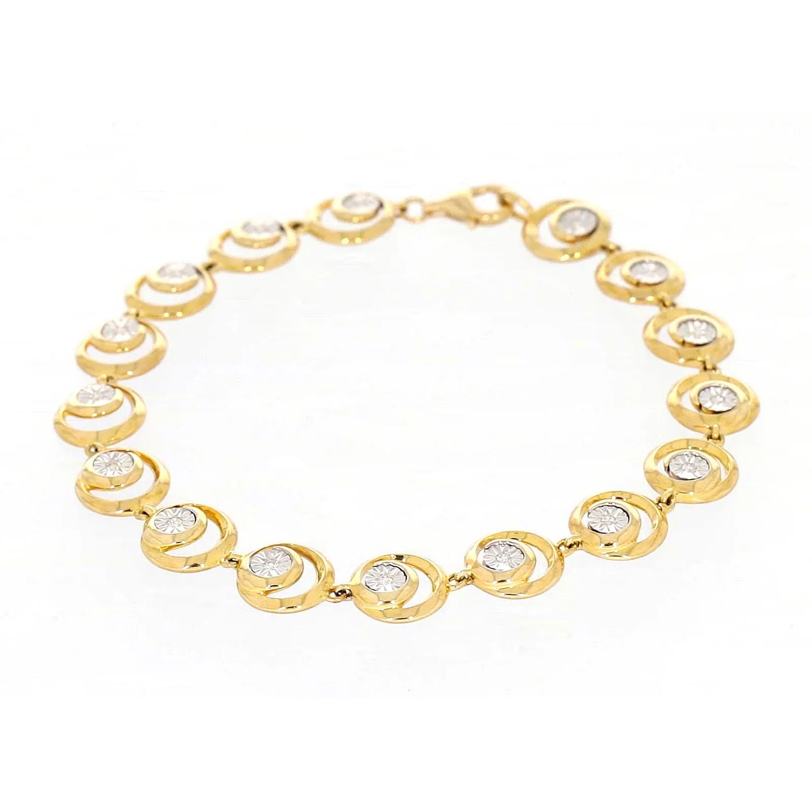 9ct Two Tone Gold  with 0.14 Carat tw of Diamonds Bracelet