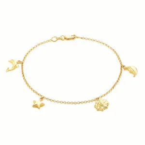 9ct Yellow Gold Silver Filled 19cm Sun Moon Star Bracelet