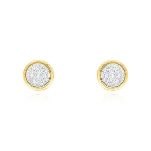 9ct Yellow Gold Silver Filled with Round Cubic Zirconia Stud Earrings