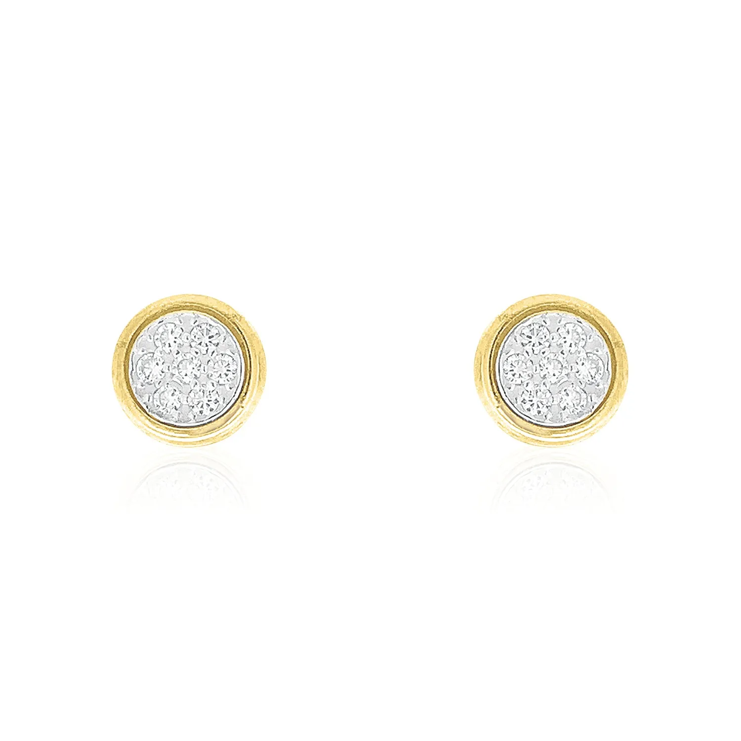 9ct Yellow Gold Silver Filled with Round Cubic Zirconia Stud Earrings