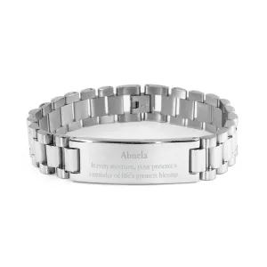 Abuela Thank You Gifts, Your presence is a reminder of life's greatest, Appreciation Blessing Birthday Ladder Stainless Steel Bracelet for Abuela