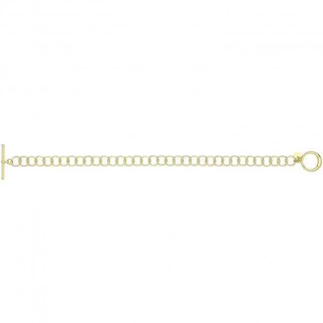 Acotis Silver Gold Plated T-Bar Circle Link Bracelet G2703GP