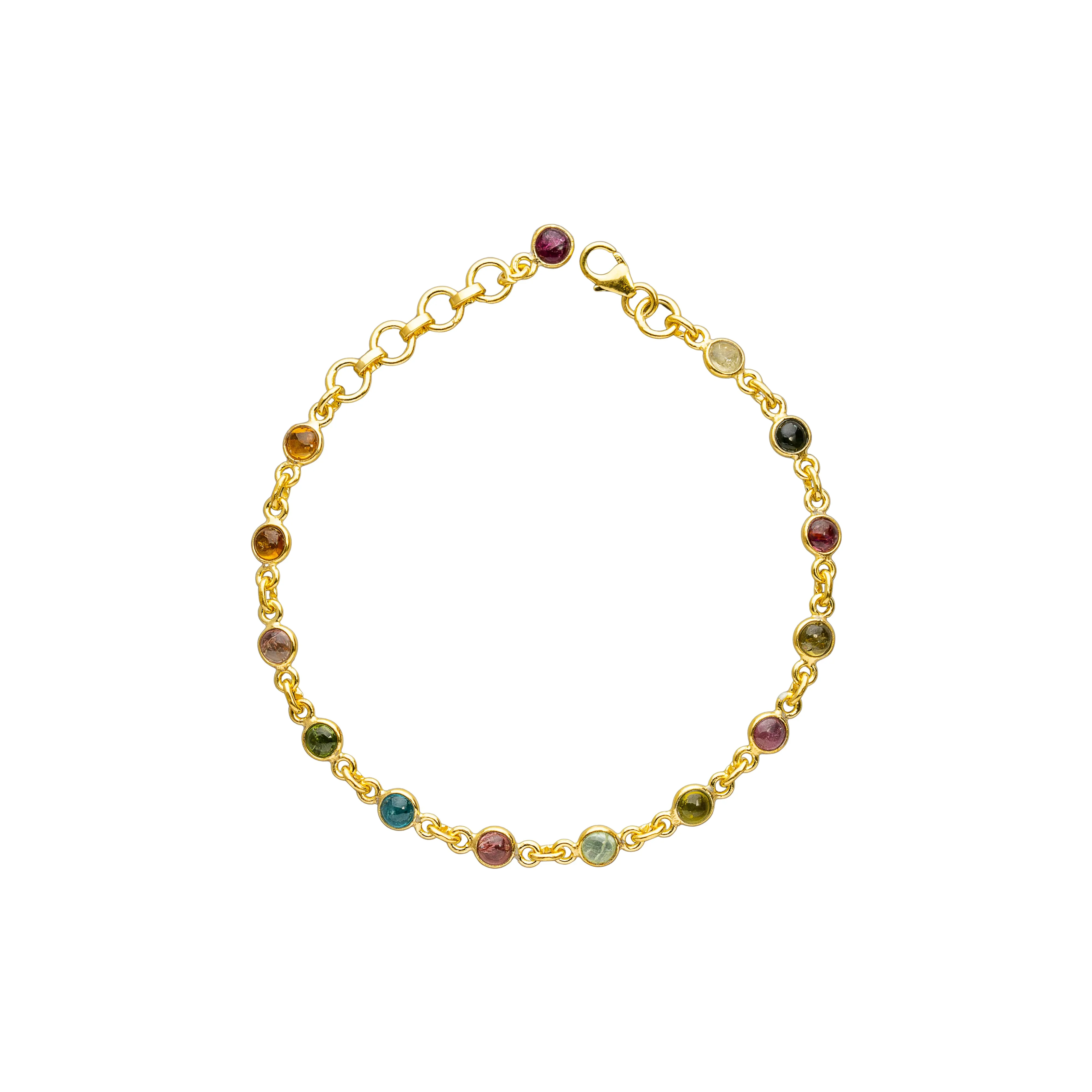 Aeliana Multi Round Tourmaline Bracelet, Gold Vermeil