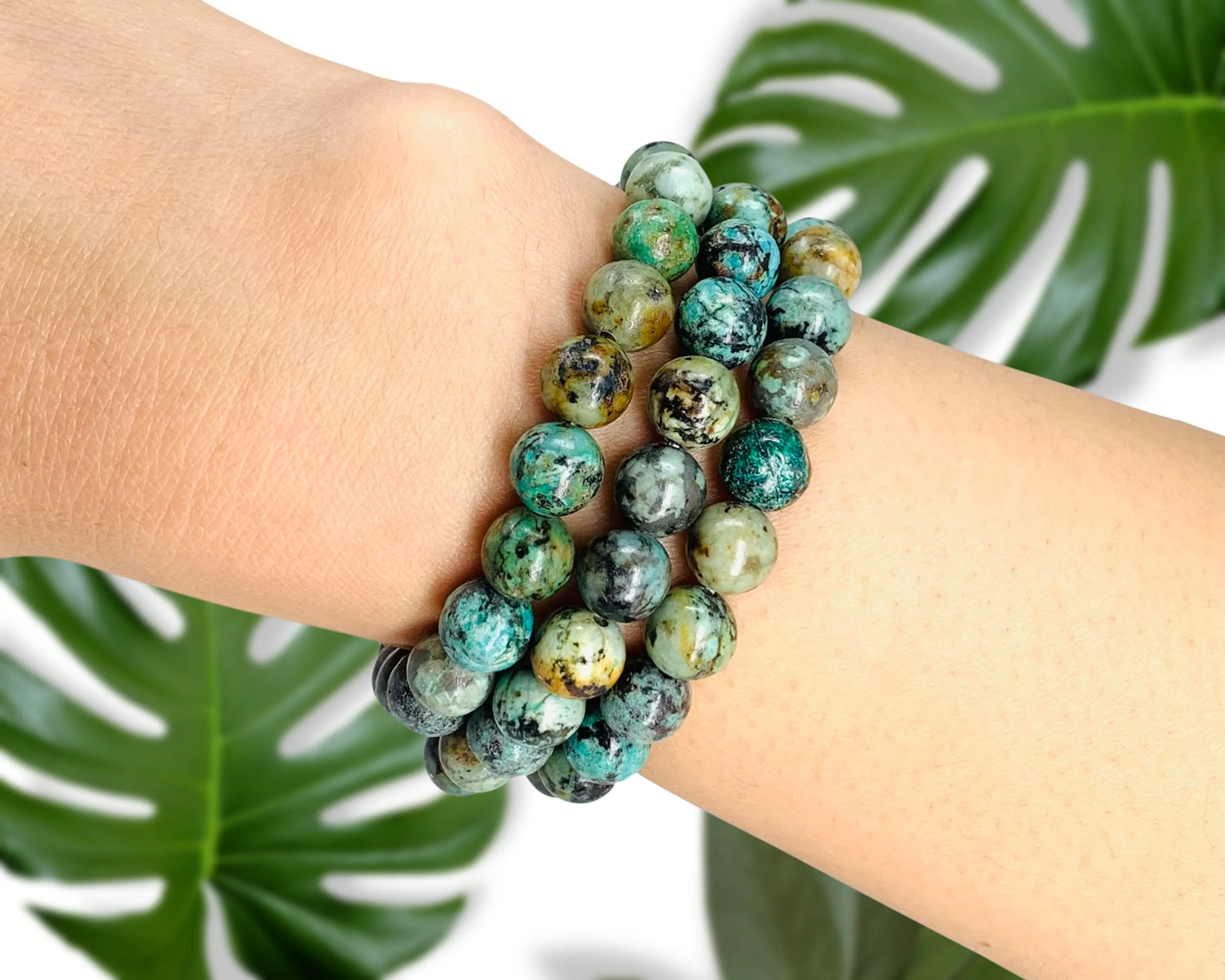 African Turquoise Beaded Crystal Bracelet