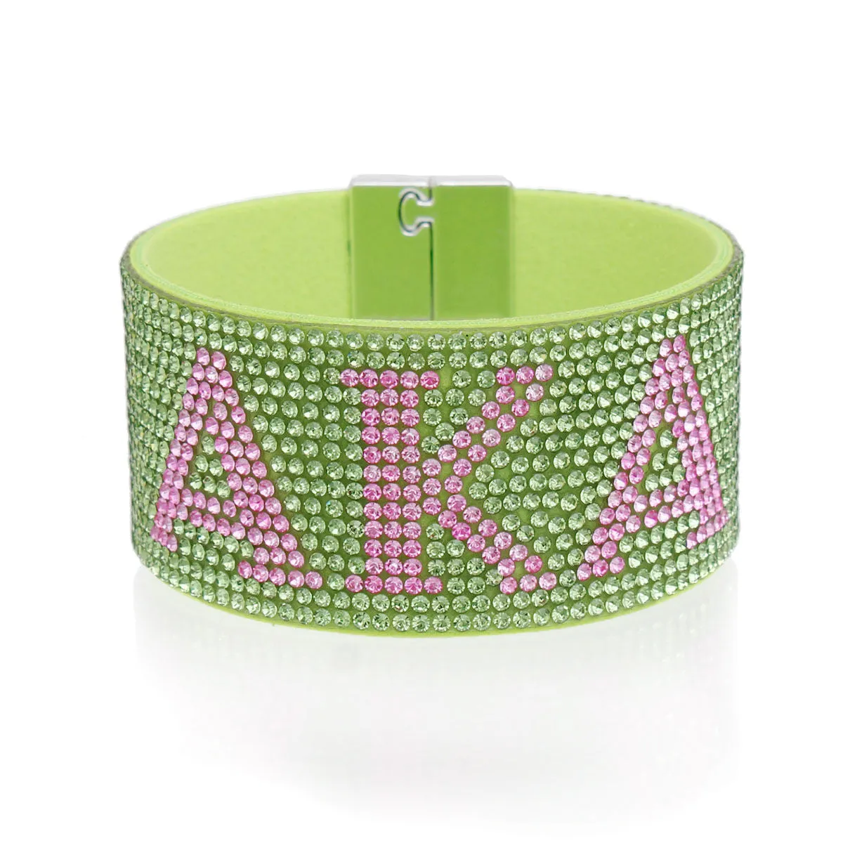 AKA Alpha Kappa Alpha Inspired Bracelet Sorority Green Rhinestone Magnetic Bracelet