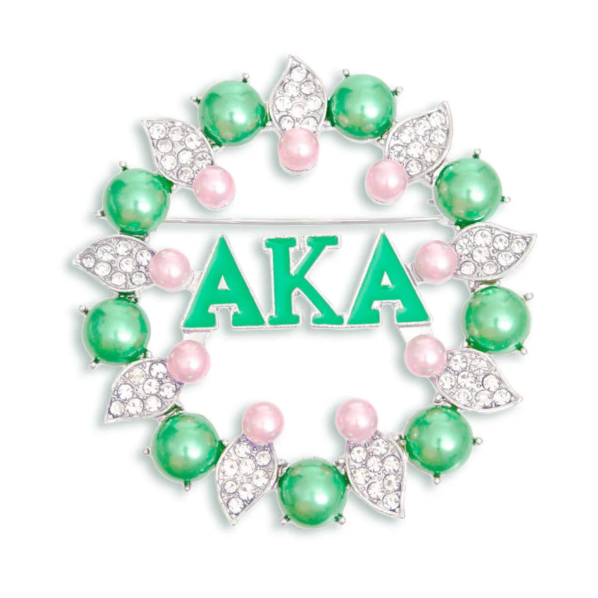 AKA Alpha Kappa Alpha Inspired Brooch Pink Green AKA Pearl Pin