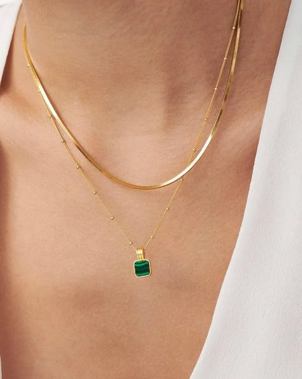 ALICE Malachite Square Pendant Necklace