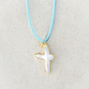 Amen Mother of Pearl Sky Blue Necklace