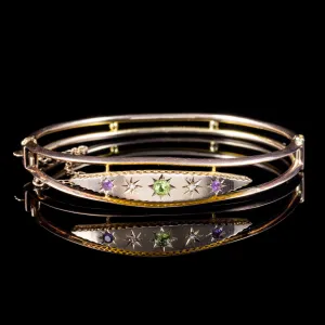 Antique Edwardian Suffragette 9Ct Gold Bangle Circa 1910