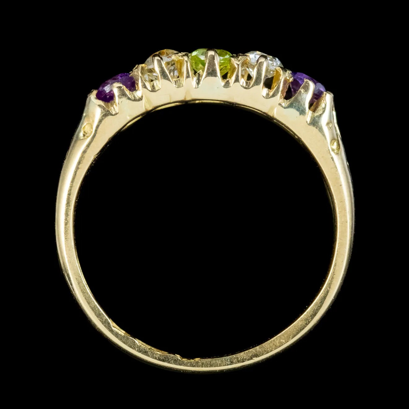 Antique Edwardian Suffragette Ring Amethyst Peridot Diamond Circa 1910