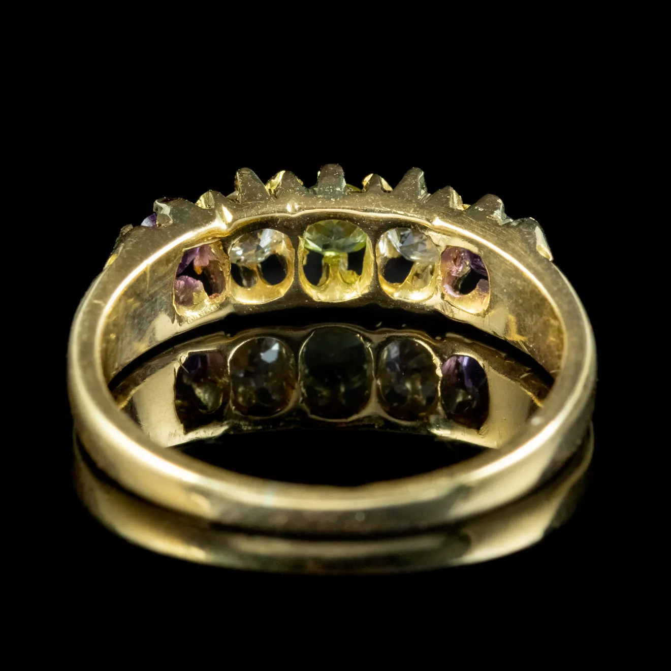 Antique Edwardian Suffragette Ring Amethyst Peridot Diamond Circa 1910