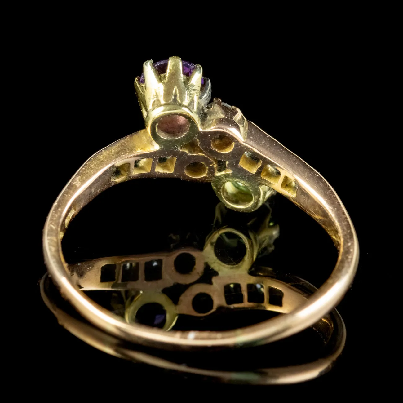 Antique Edwardian Suffragette Ring Diamond Amethyst Peridot Circa 1910