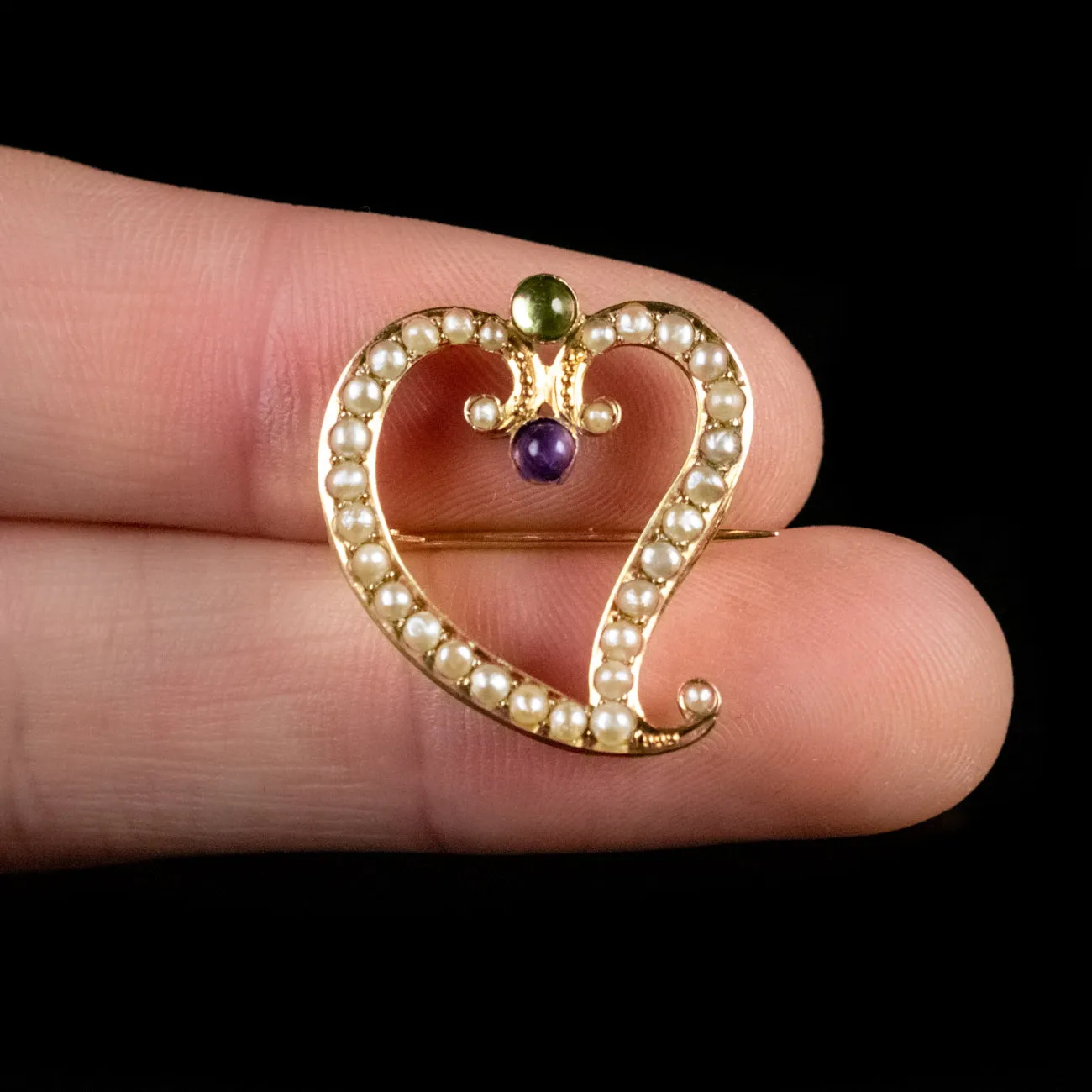 Antique Edwardian Suffragette Witch’S Heart Brooch 9Ct Gold Circa 1915