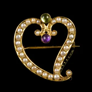 Antique Edwardian Suffragette Witch’S Heart Brooch 9Ct Gold Circa 1915