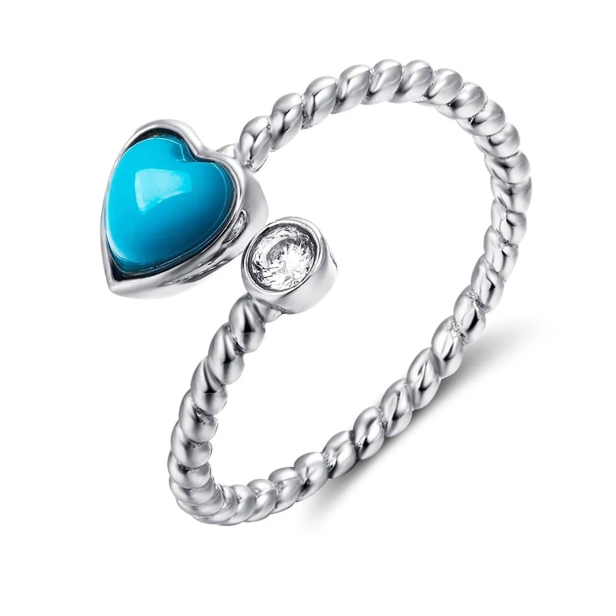 Baikalla™ "Love is Here" Sterling Silver Genuine Persian Blue Arizona Turquoise Love Ring