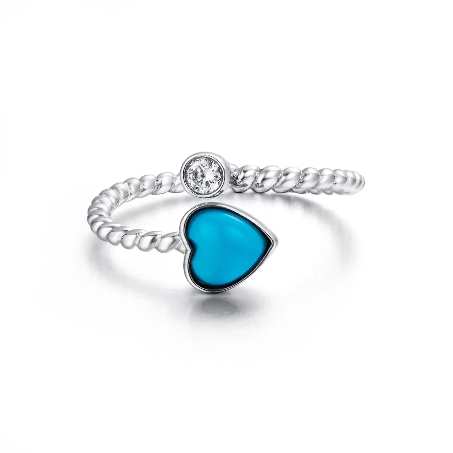 Baikalla™ "Love is Here" Sterling Silver Genuine Persian Blue Arizona Turquoise Love Ring