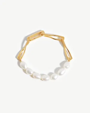 Baroque Pearl Twisted Link Bracelet | 18k Gold Plated/Pearl