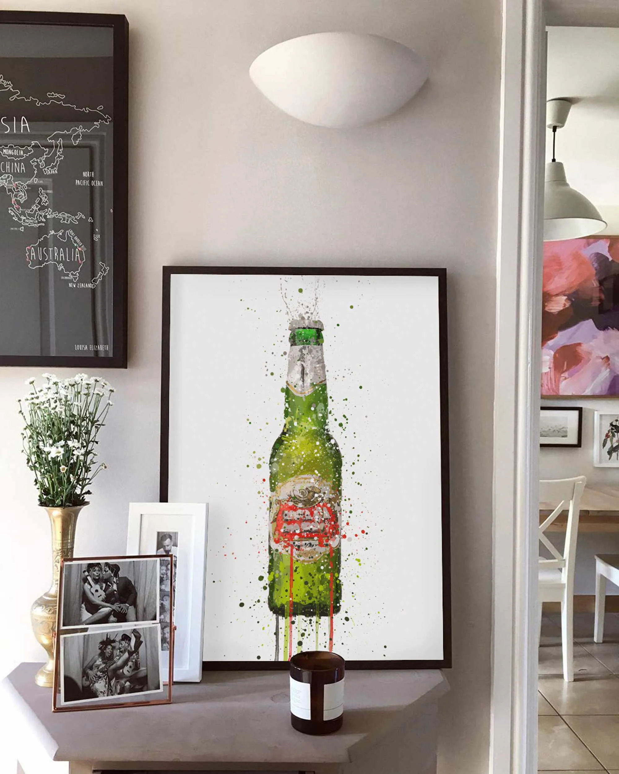 Beer Bottle Wall Art Print 'Peridot'