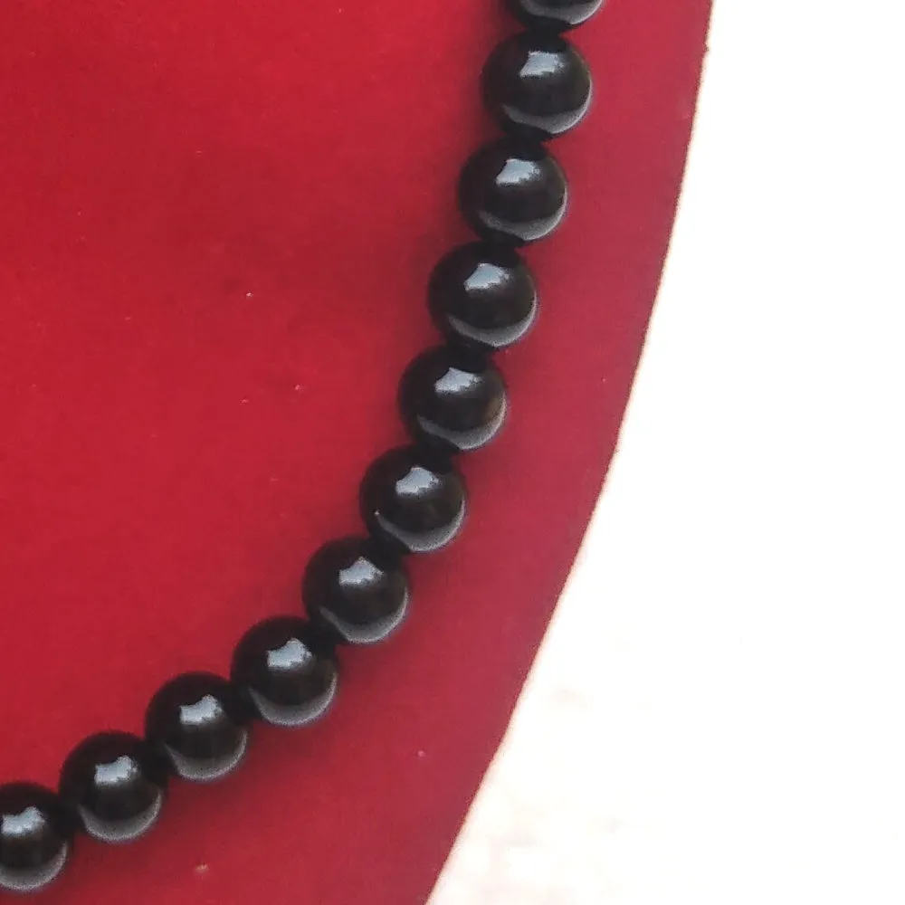 Black Obsidian Crystal Round Beads Necklace 15 Inches 6 mm Beads Semi precious Mala