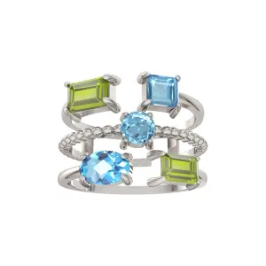 Blue Topaz and Peridot Fashion Ring